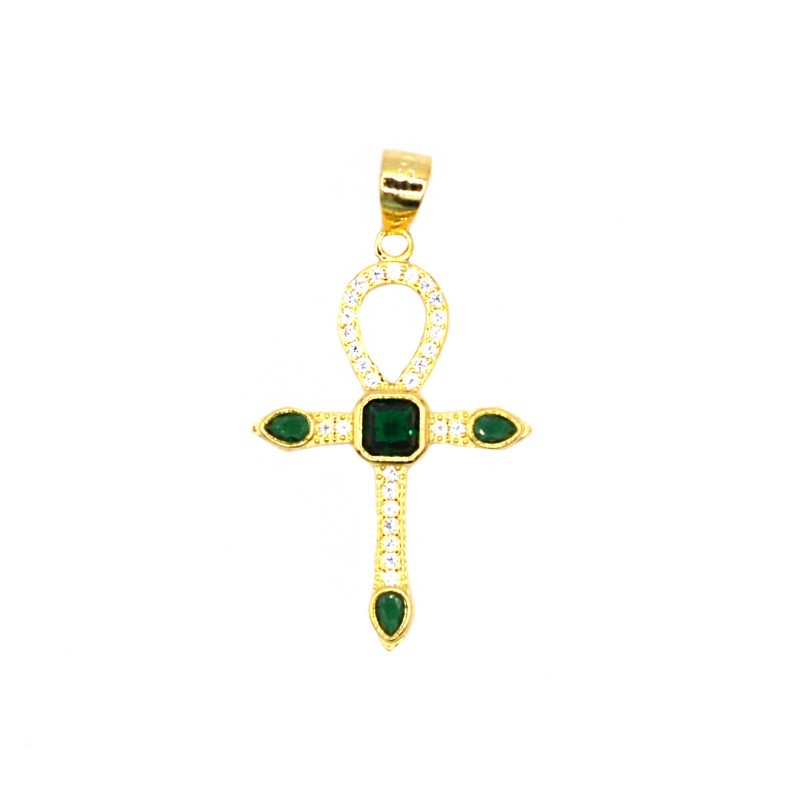 Nile cross pendant in white zircon...