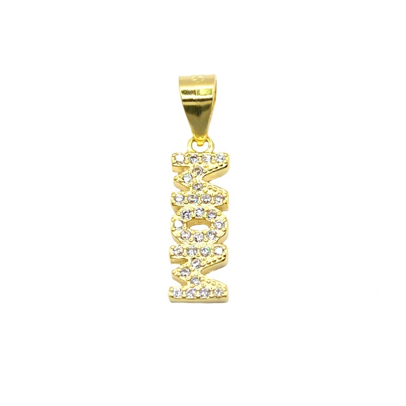 Yellow gold plated white zircon MOM...