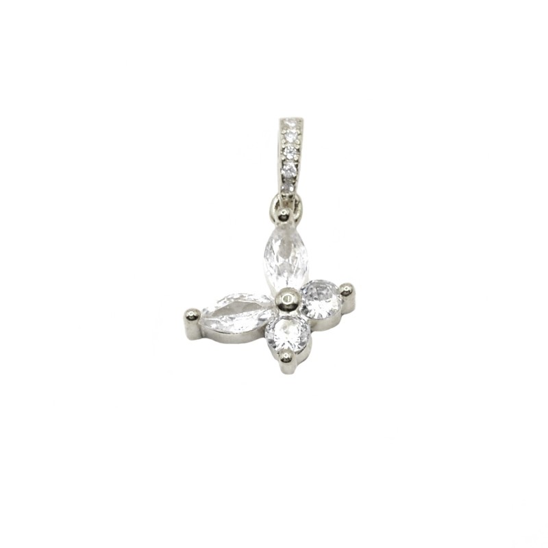 White Zircon Butterfly Pendant with...