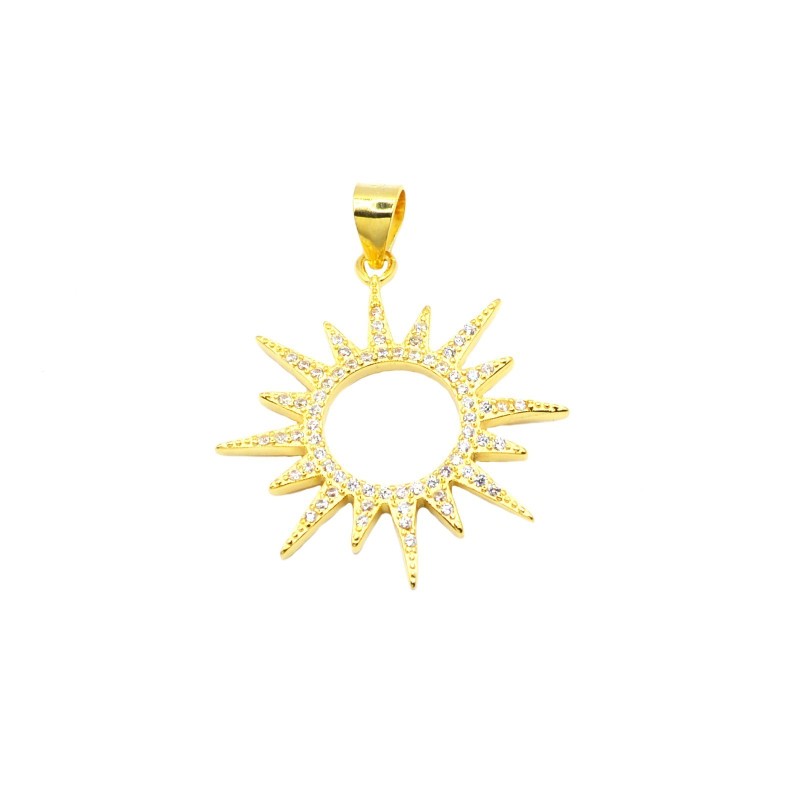 Yellow gold plated white zircon sun...