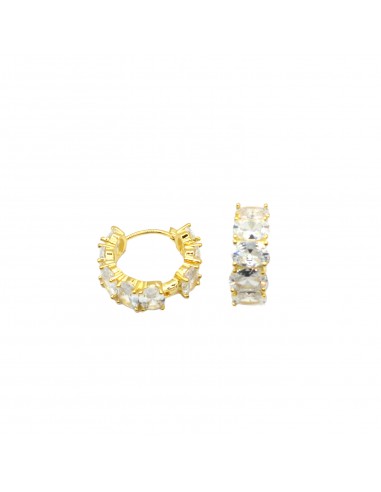 Zircon hoop earrings with yellow gold...