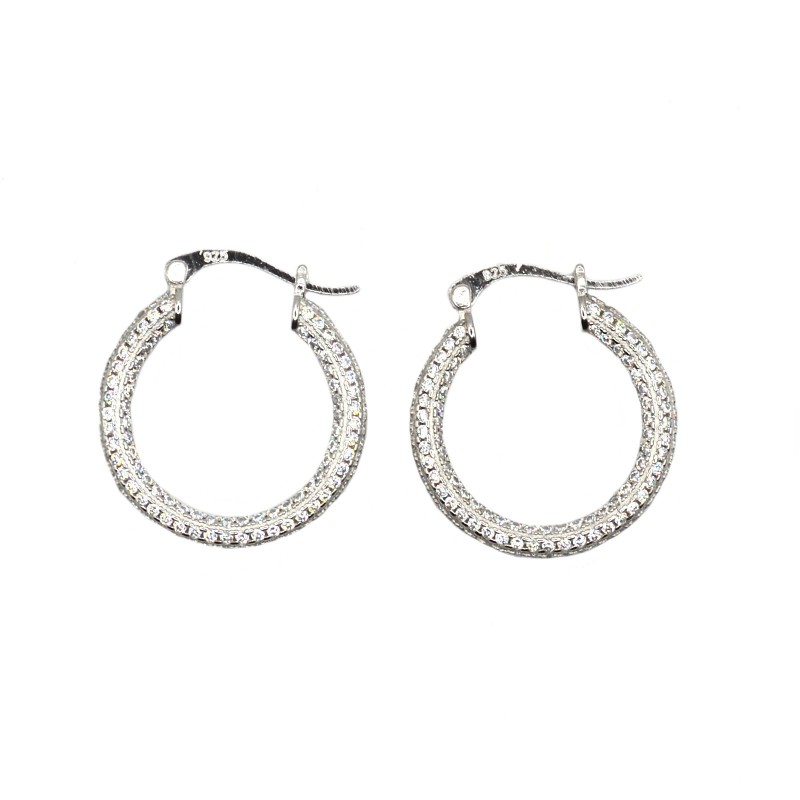 White gold plated zircon tubular hoop...