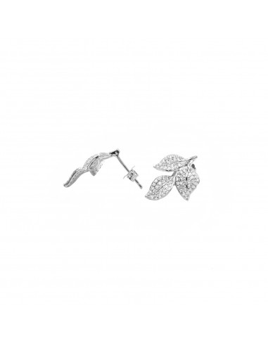 White gold plated zircon 3 leaf lobe...