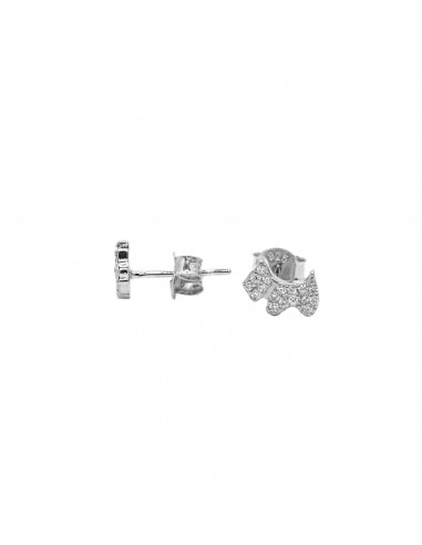 White gold plated zircon dog earrings...