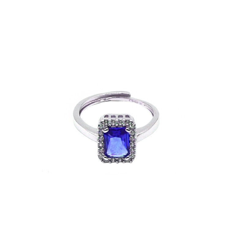 Adjustable ring with blue rectangular...