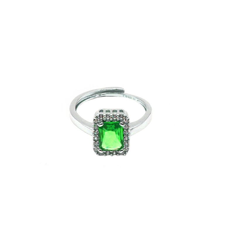 Adjustable ring with green...