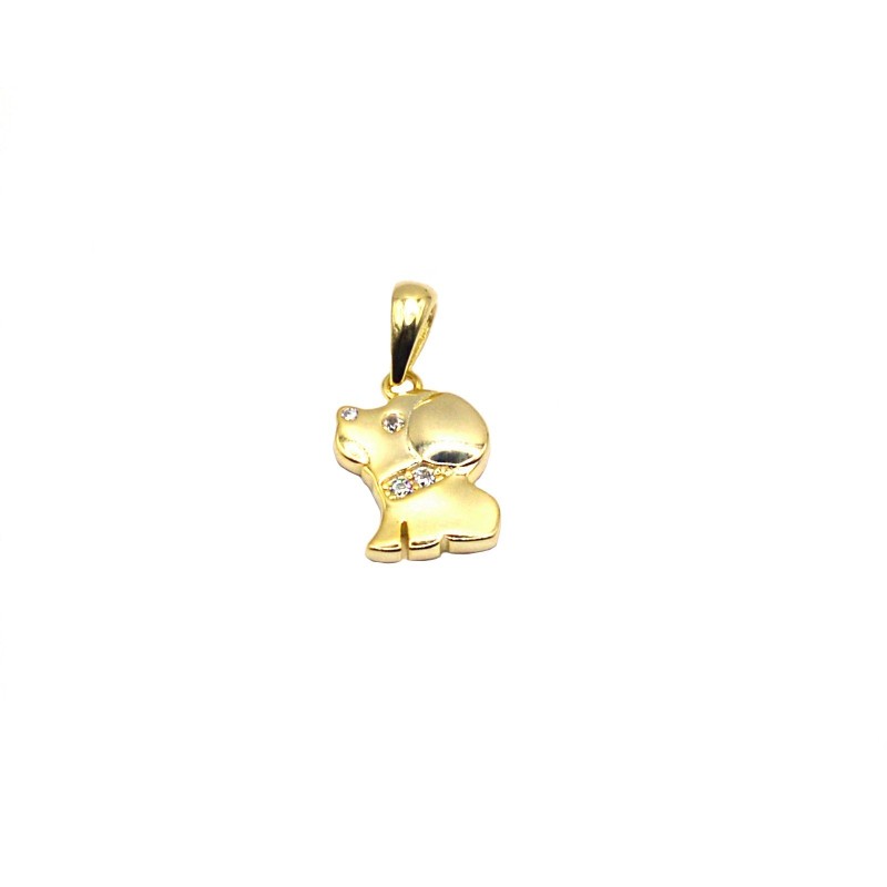 White semi zircon dog pendant with...