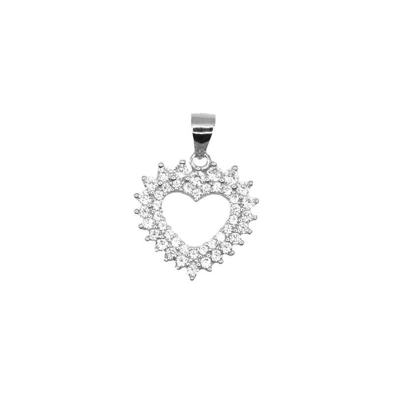 Heart shaped pendant with double row...