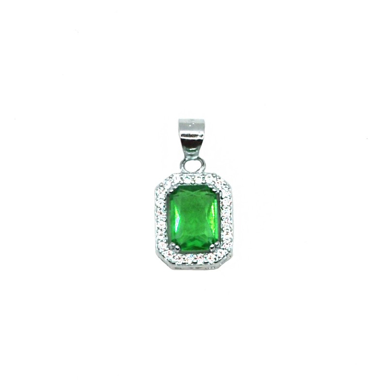 Green square zircon pendant on a...