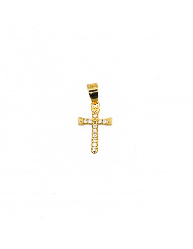 Mini cross pendant with white zircons...