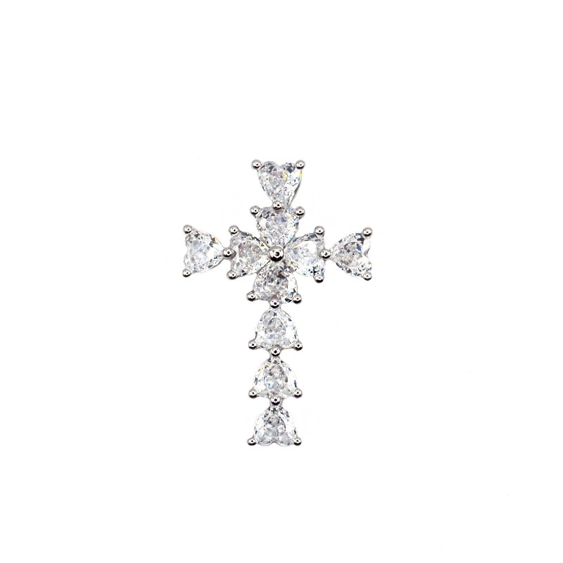 White gold plated heart-shaped cross...