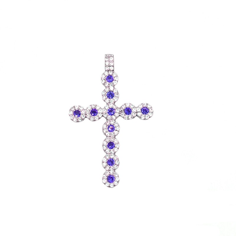 White gold plated cross pendant with...