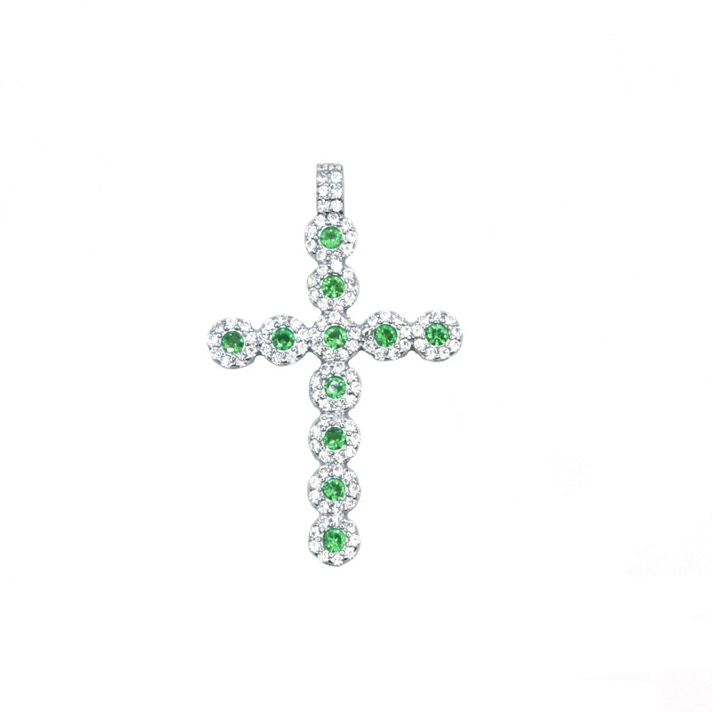 White gold plated cross pendant with...