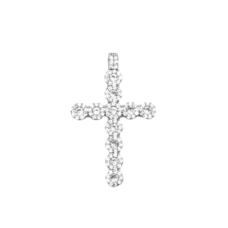 White gold plated cross pendant with...