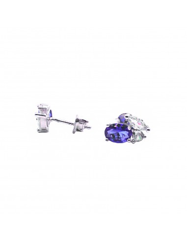 Fantasy tris stud earrings with blue...