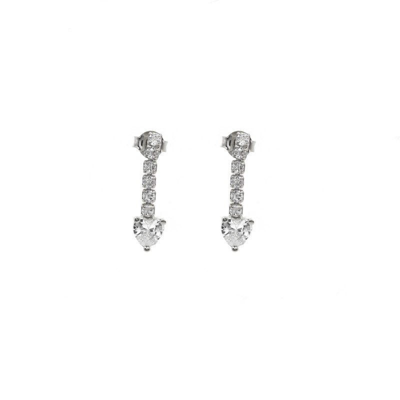 White zircon segment lobe earrings...