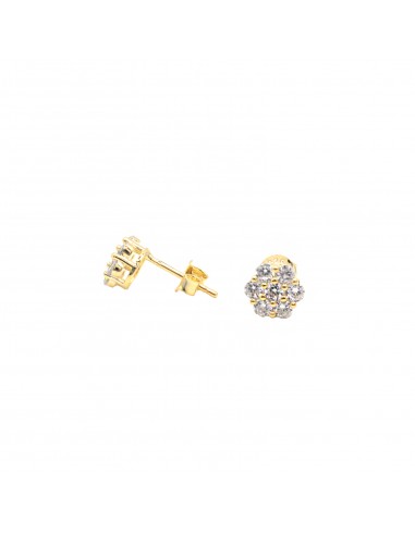 Flower lobe earrings with yellow gold...