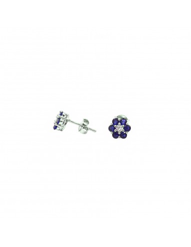 Flower lobe earrings with blue...