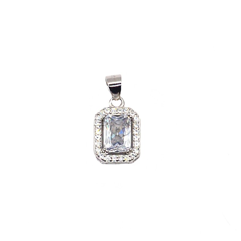 White square zircon pendant on a...