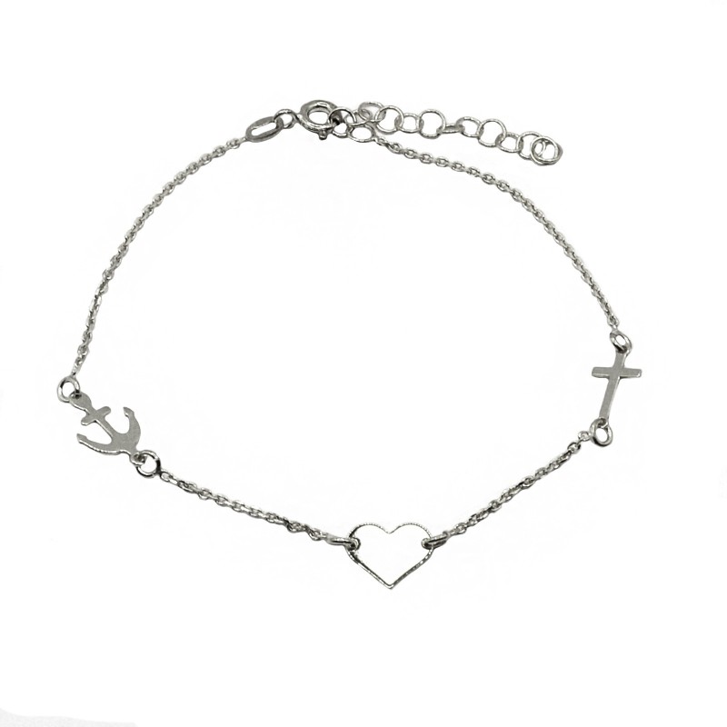 Bracciale maglia forzatina con croce,...