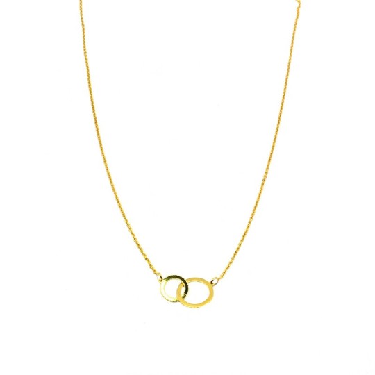 Micro rollò link necklace with double round shape yellow gold plated in 925 silver