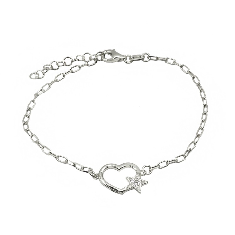 Biscuit link bracelet with heart...