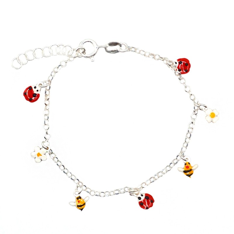 Bracciale maglia rolò con coccinelle...