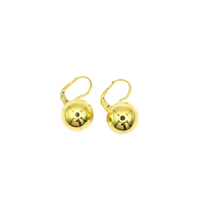 Yellow gold plated sphere earrings in...