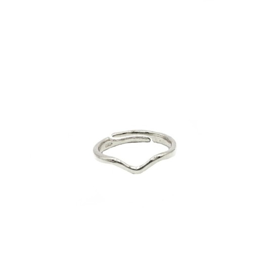 Adjustable V ring white gold plated in 925 silver