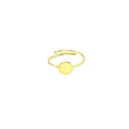 Anello a filo regolabile con tondo a lastra centrale placcato oro giallo in argento 925