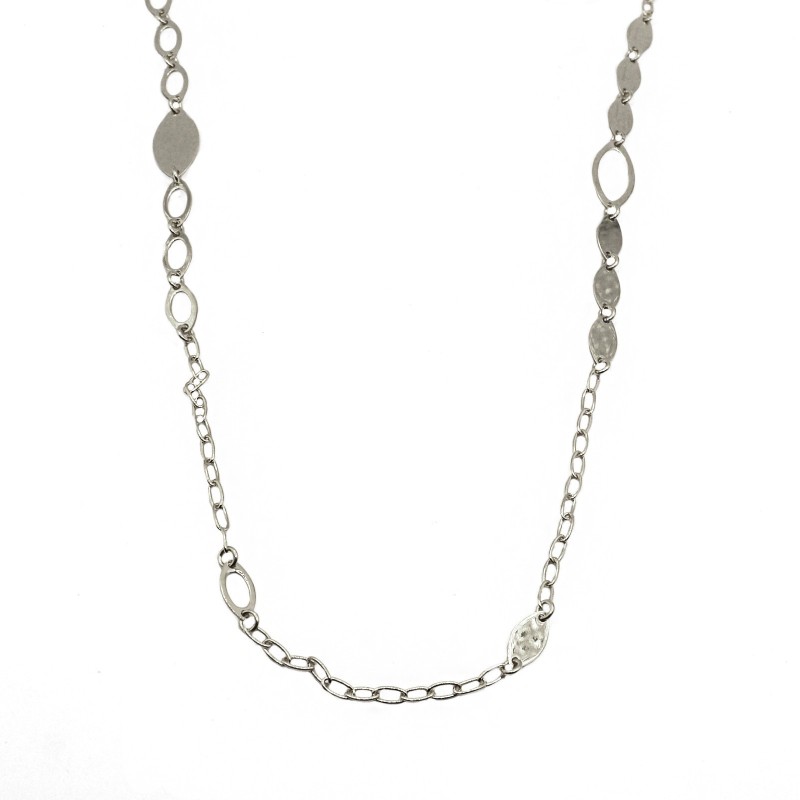 Oval rolled mesh necklace with plate...