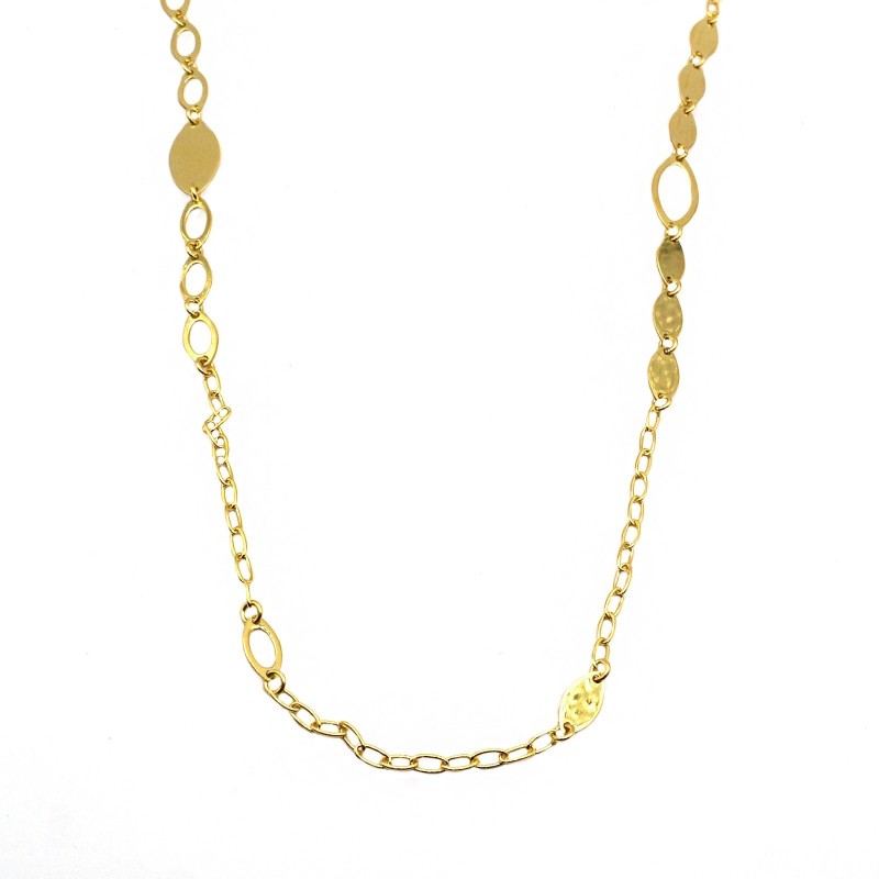 Oval rolled link necklace with plate...