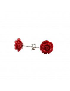 Red rose stud earrings in...