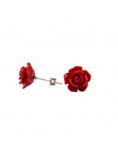 Red rose stud earrings in...