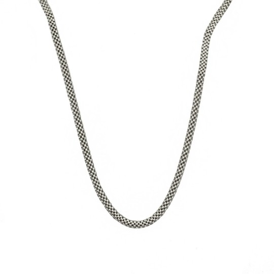 White gold plated flat Tressita mesh necklace in 925 silver