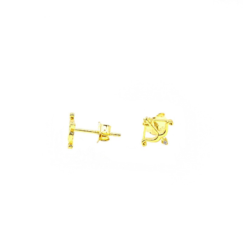 Bow lobe earrings with white zircon...