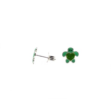 Green enamelled turtle stud...