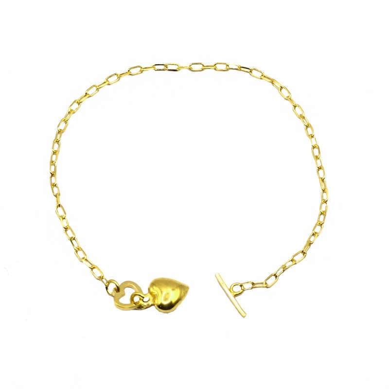 Biscuit link bracelet with heart T...