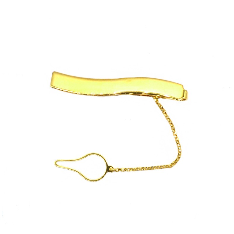 Yellow gold plated wave tie clip in...