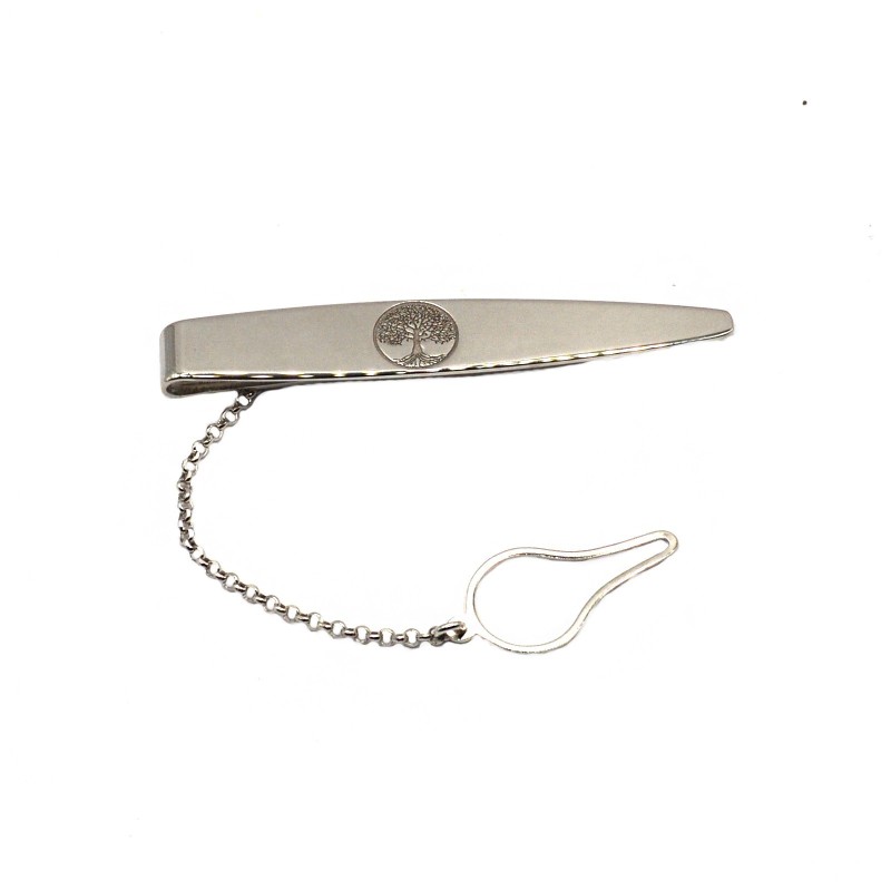 Engraved tree of life tie clip white...