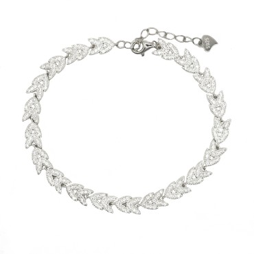 Bracciale foglie zirconato...