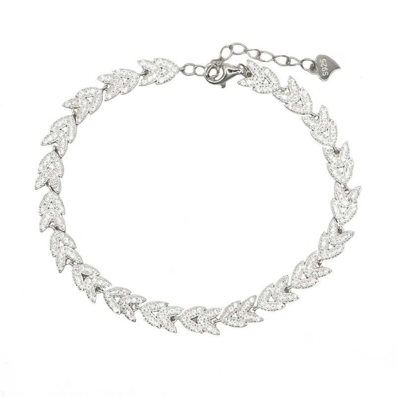 Bracciale foglie zirconato bianco...