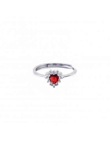 Adjustable ring with red zircon heart...