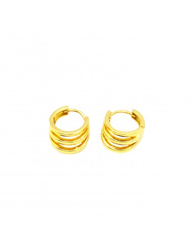 Yellow gold plated three wire hoop...