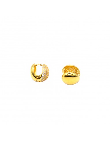 Hoop earrings with oval pavé of white...