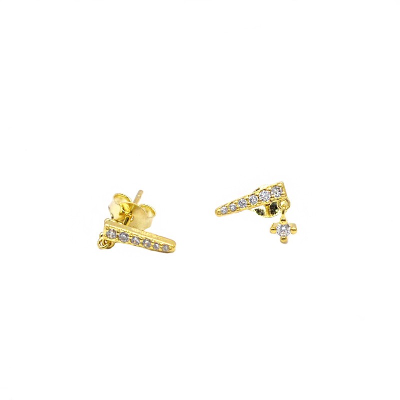 White zircon bar stud earrings with...