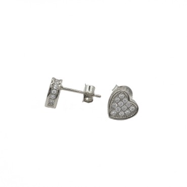 Heart lobe earrings with...