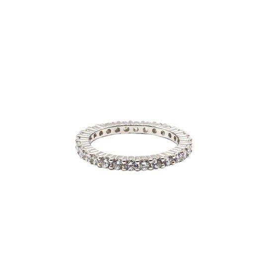 2mm White Zirconia Eternity Ring in White Gold Plated 925 Silver (Size 16)