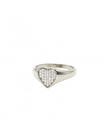 Pavé heart shield ring with white...