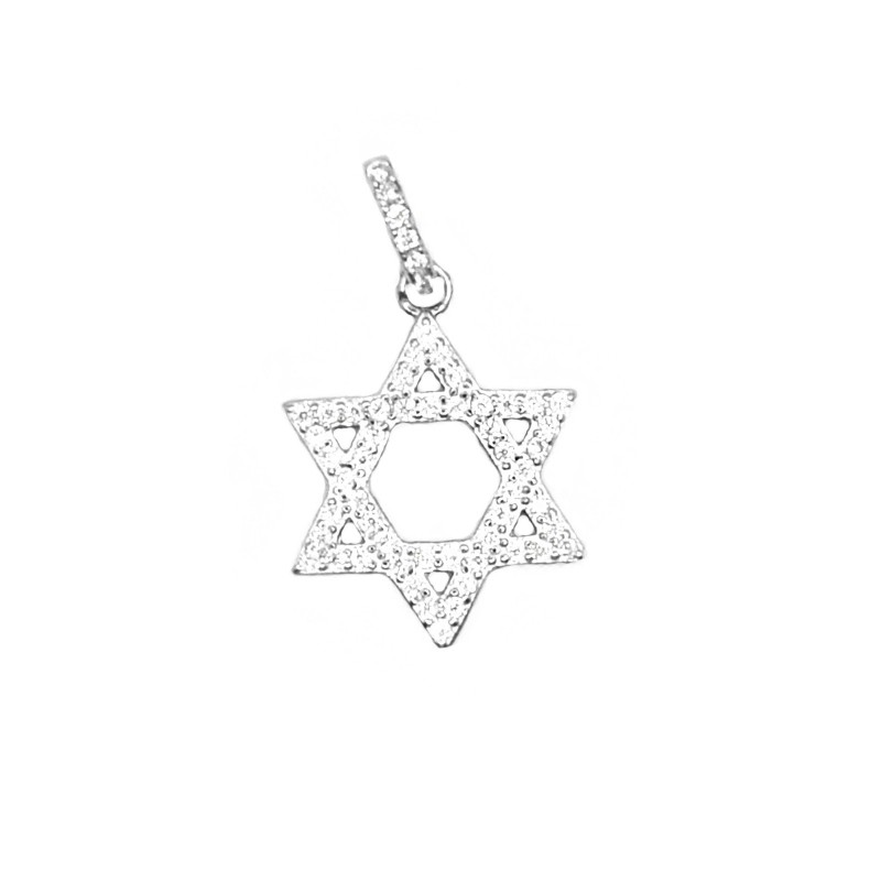 Openwork and white zircon Star David...